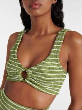 Hunza G Nadine striped high-rise bikini top and bottom matching set o/s